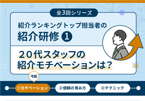 紹介ランキングトップ担当者の紹介研修①　「２０代スタッフの紹介モチベーションは？」